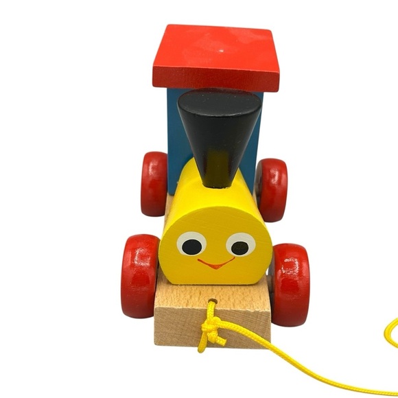 HANDMADE WOODEN MONTESSORI PULL ALONG TRAIN TOY NON-TOXIC PAINT LEARNING - Picture 3 of 11